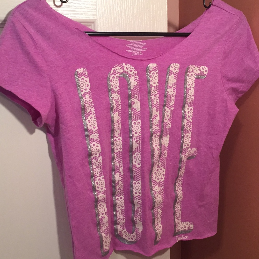 Purple “love” crop top